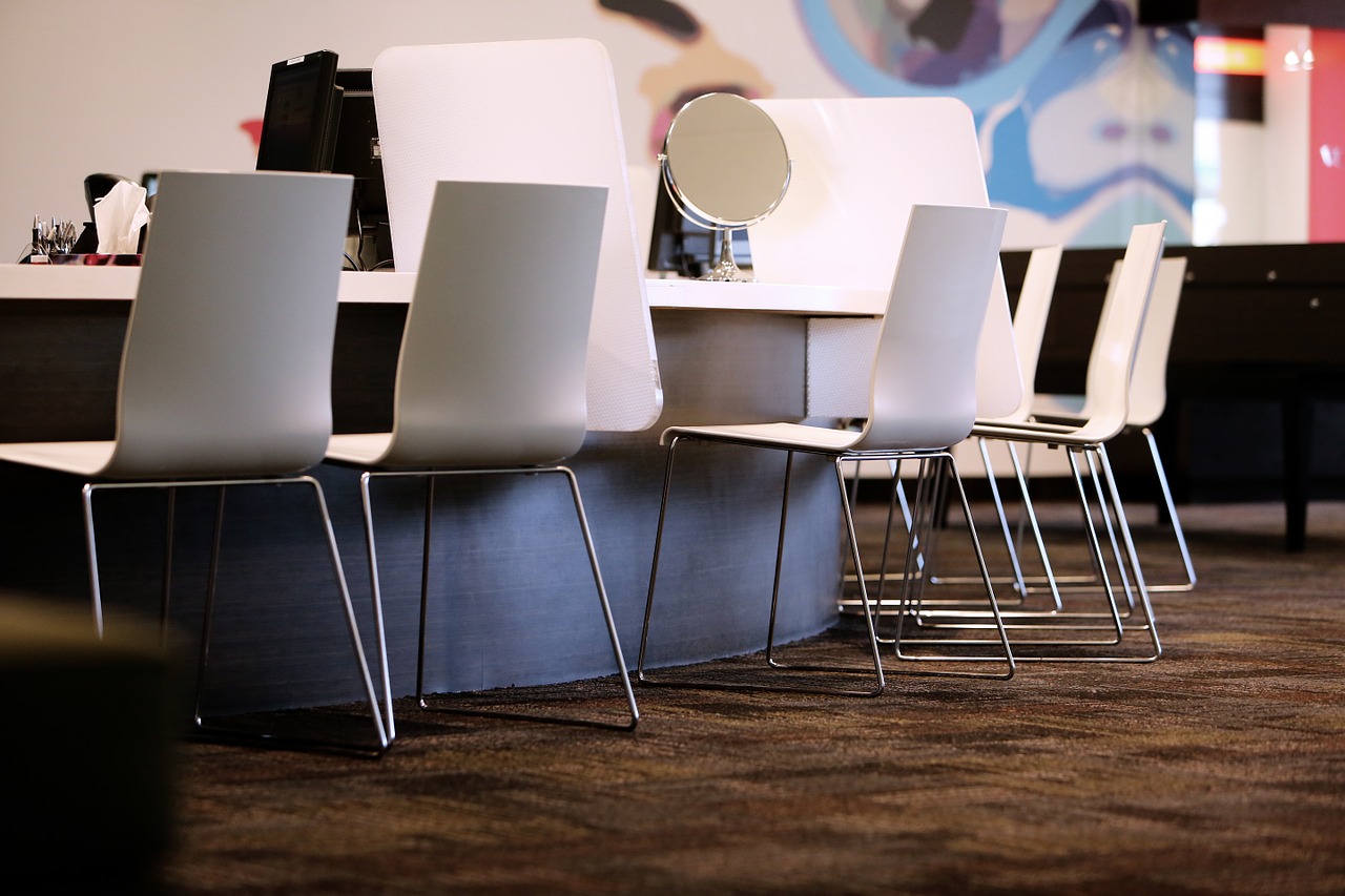 A chair sitting in front of a table