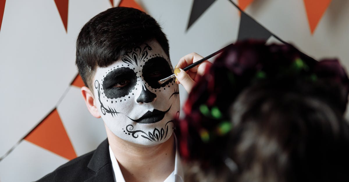 A close up of a person wearing a mask