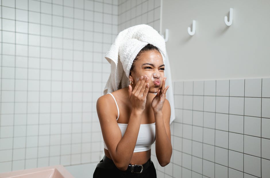 A woman brushing her teeth